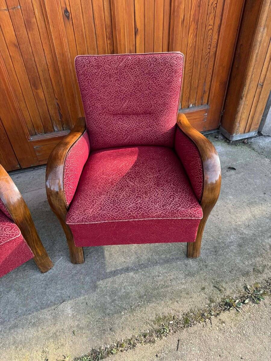 Hungarian Art Deco Armchairs, 1930s, Set of 2