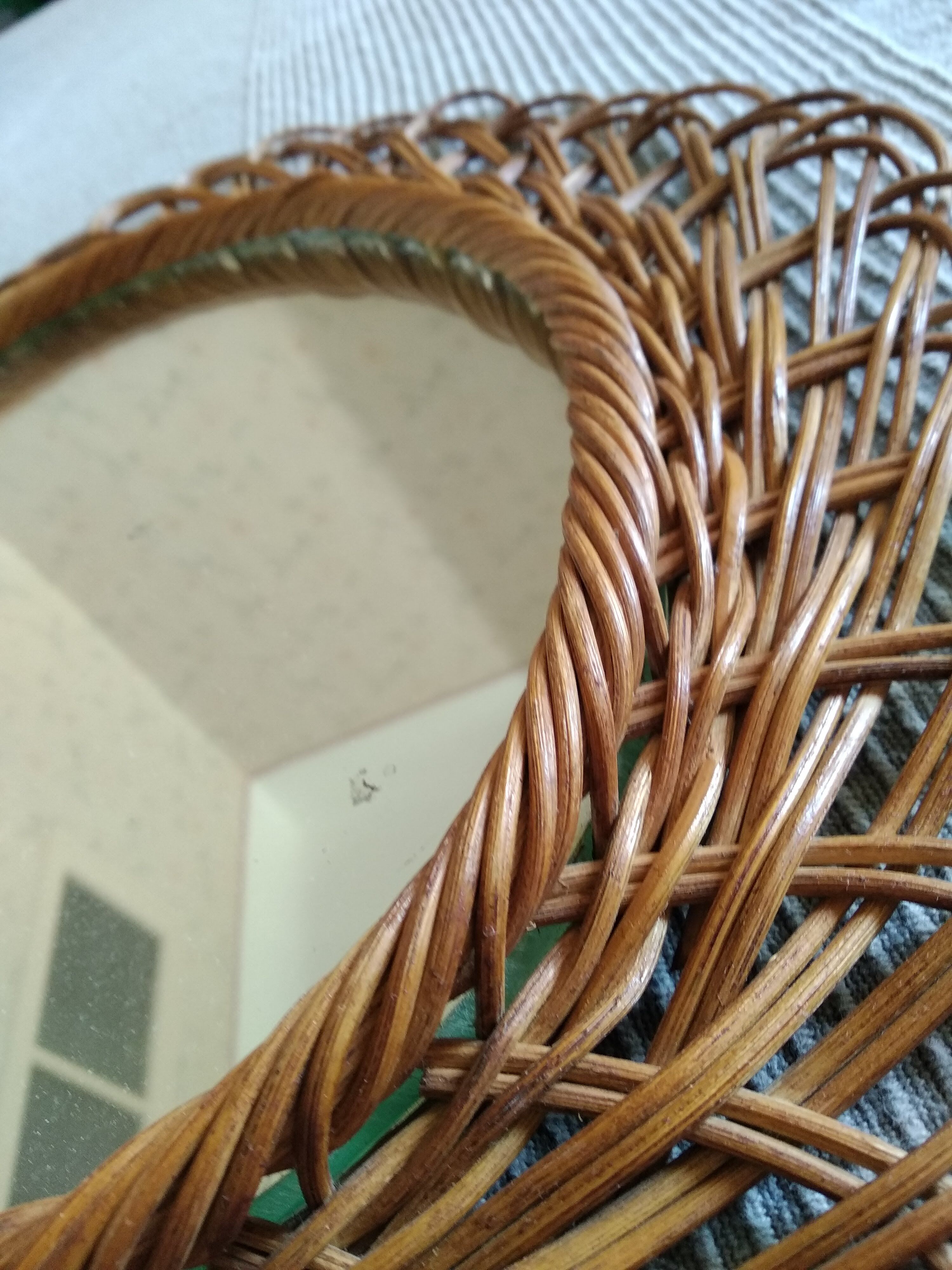 Oval rattan mirror 60s