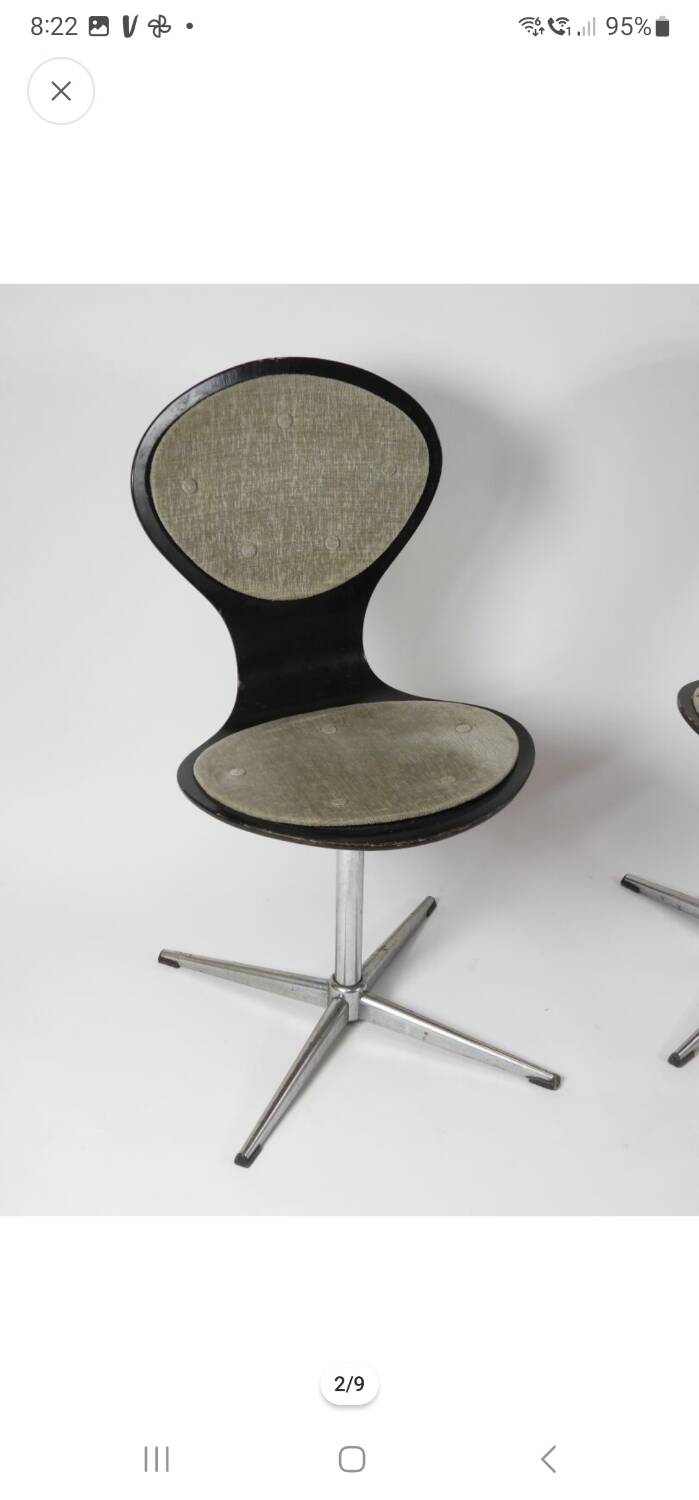 Elmar FLÖTOTTO (20th century). Pair of laminated wood chairs…
