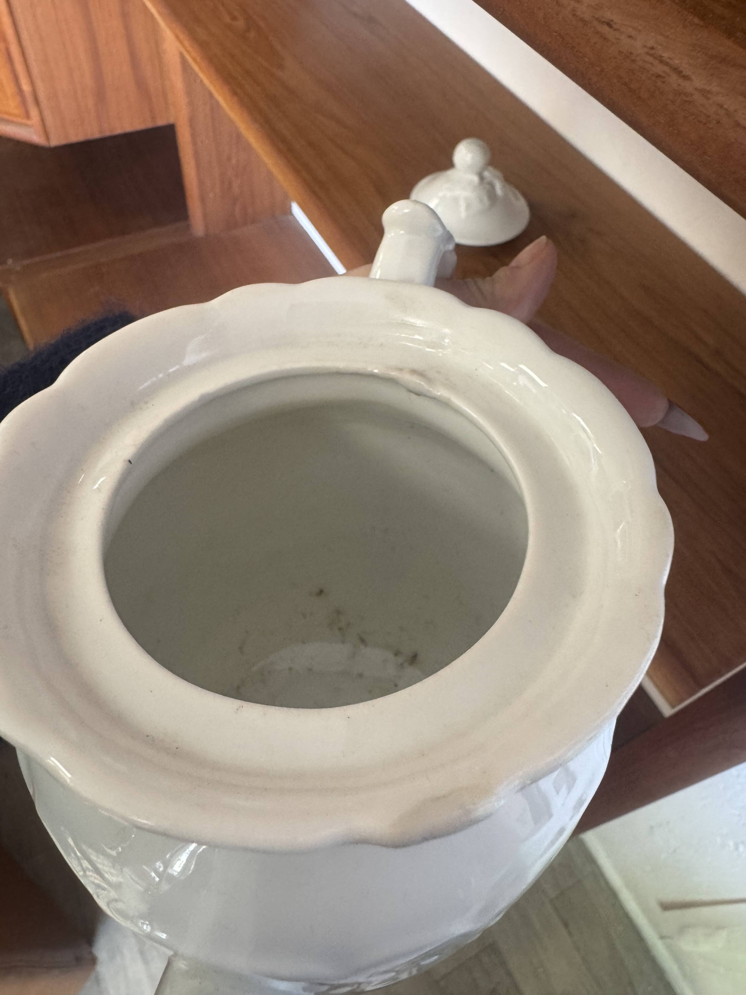 White ceramic teapot