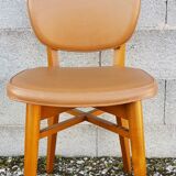 4 chairs wood and leatherette 60s