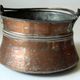 Large copper planter with wrought iron handle, Boho, vintage from the 1950s
