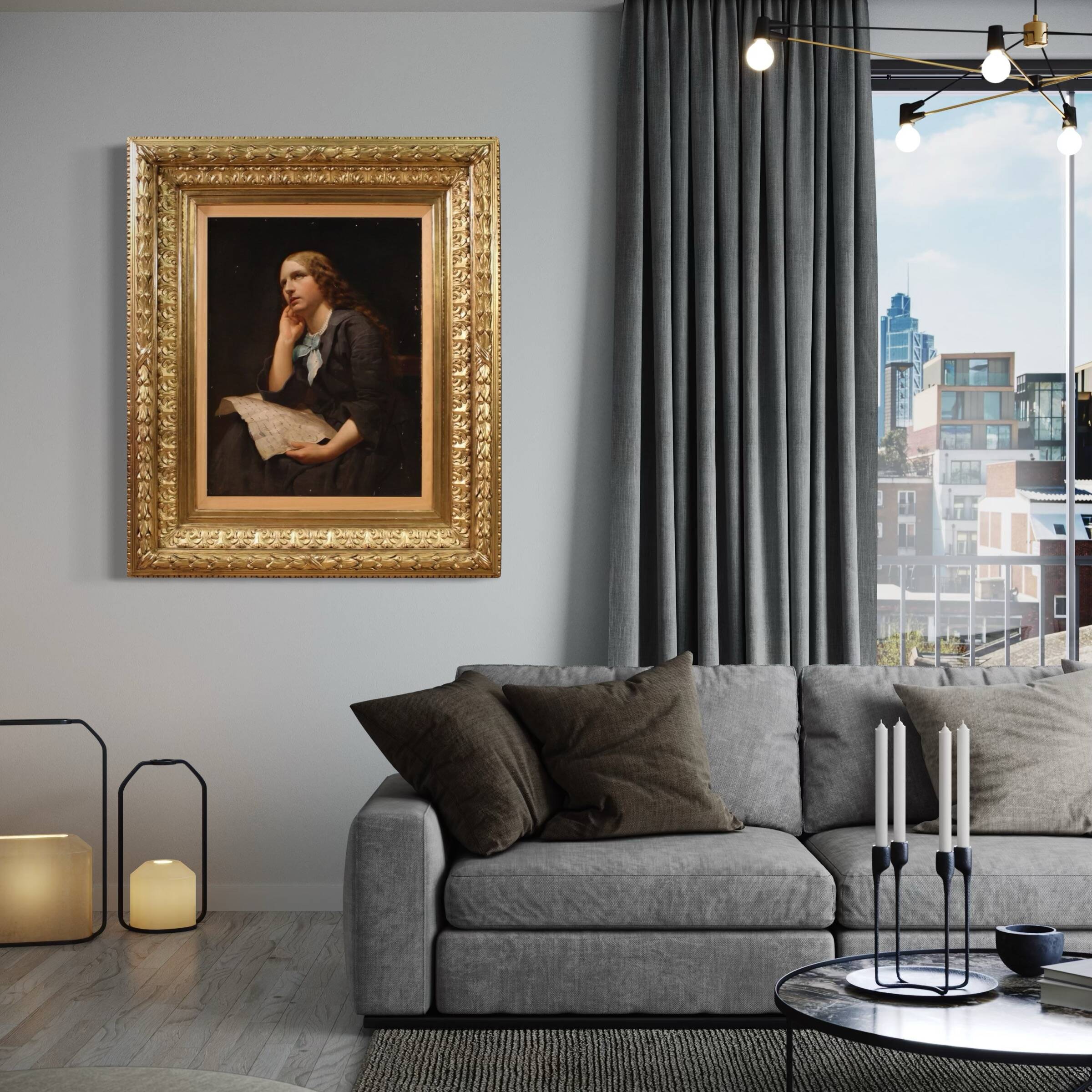 Great 19th century painting portrait of a lady