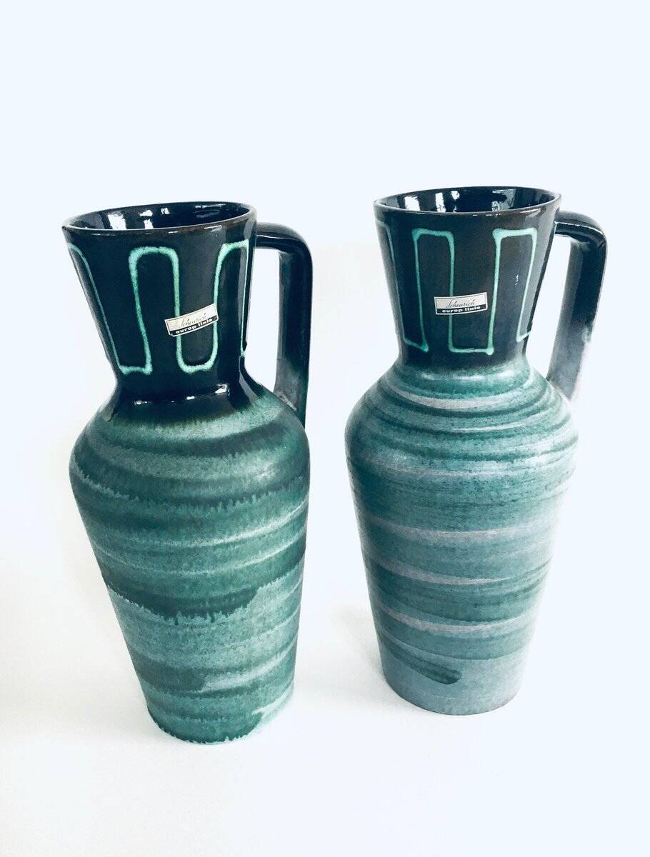 Mid-Century Modern Studio Pottery Vase Set by Scheurich, West Germany, 1960s, Set of 2