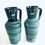 Mid-Century Modern Studio Pottery Vase Set by Scheurich, West Germany, 1960s, Set of 2
