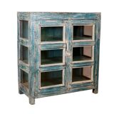 Antique Burmese teak sideboard with original blue and white patina