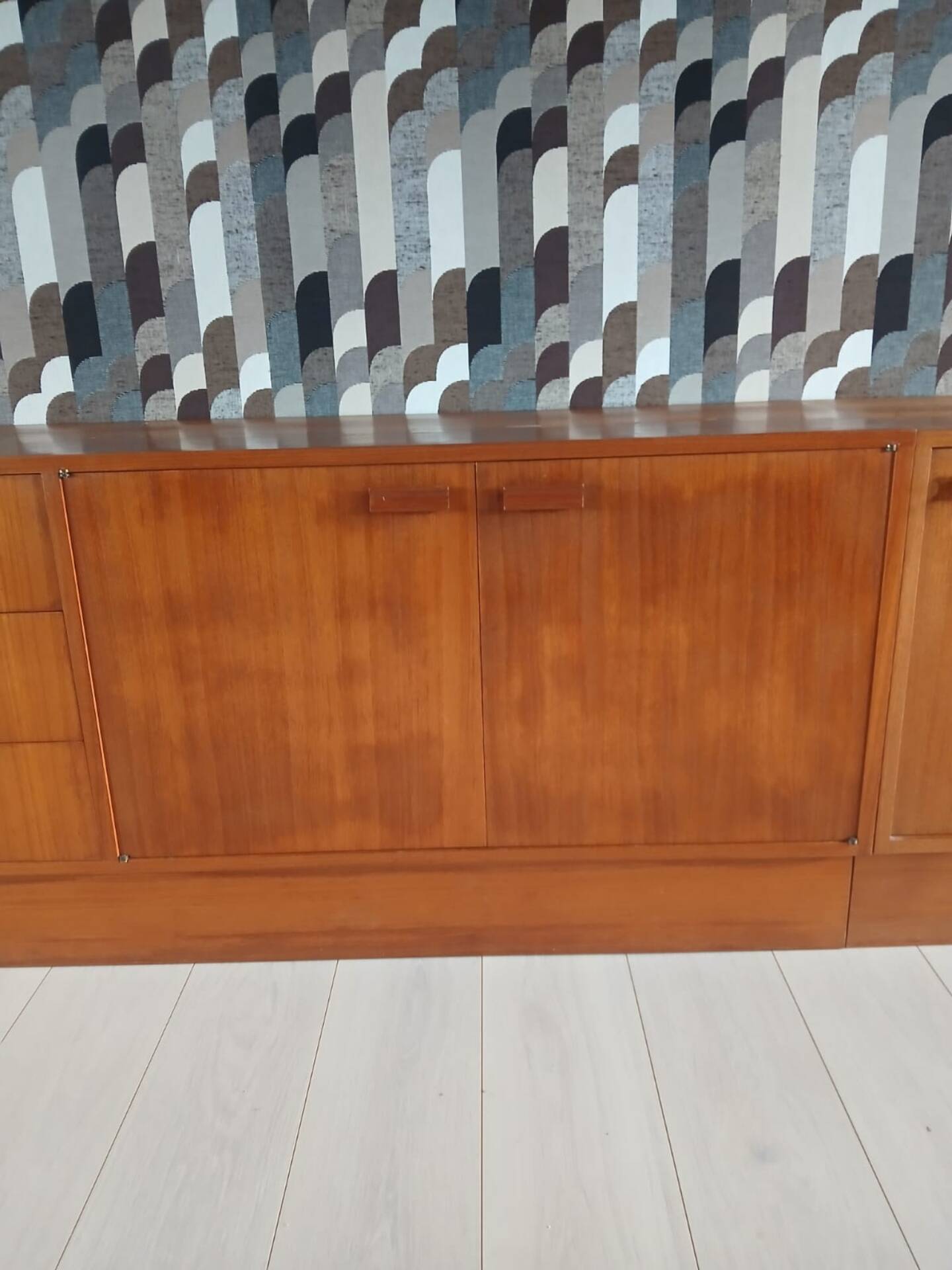 Large modular vintage sideboard in wood – 1960s/70s – 248 cm
