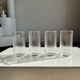 Set of 4 transparent twisted water glasses H:12cm