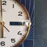 Square silent vintage wall pendulum clock "Romatic golden blue"
