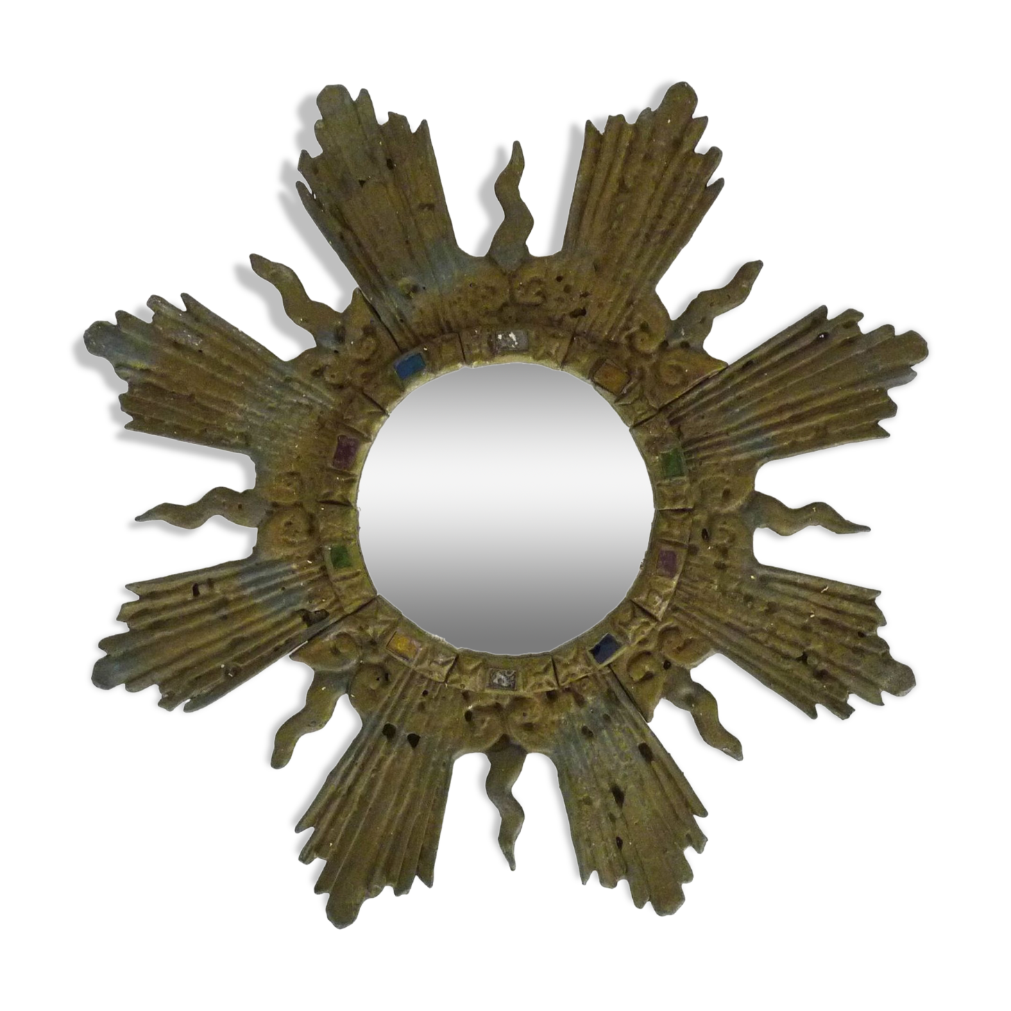 Old lead sun mirror Line Vautrin style Irena Jaworska 48 cm - 18.89 "