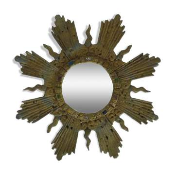 Ancien miroir soleil en plomb style Line Vautrin Irena Jaworska 48 cm - 18,89 "