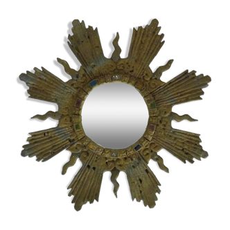 Ancien miroir soleil en plomb style Line Vautrin Irena Jaworska 48 cm - 18,89 "