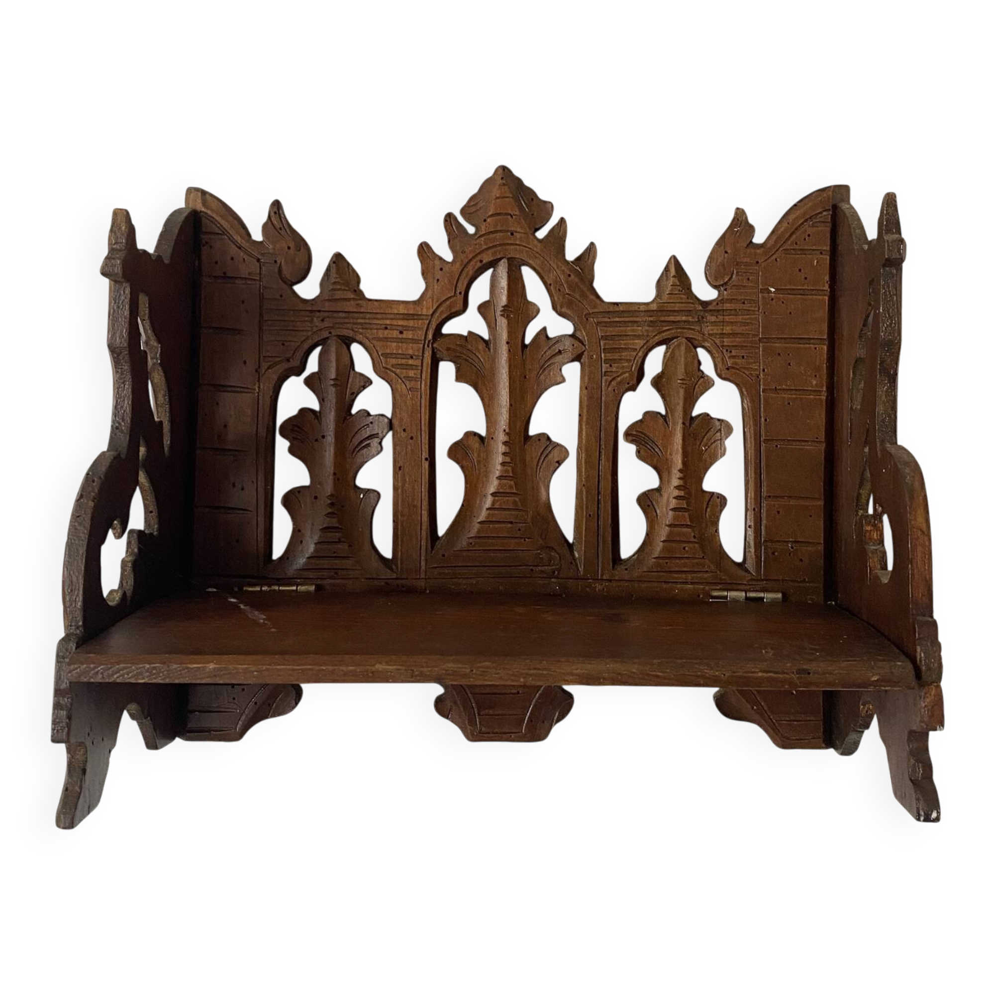 antique wall shelf gothic style openwork wood