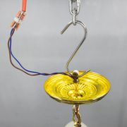 Art Deco Brass and Opaline Glass Chandelier, Czechoslovakia