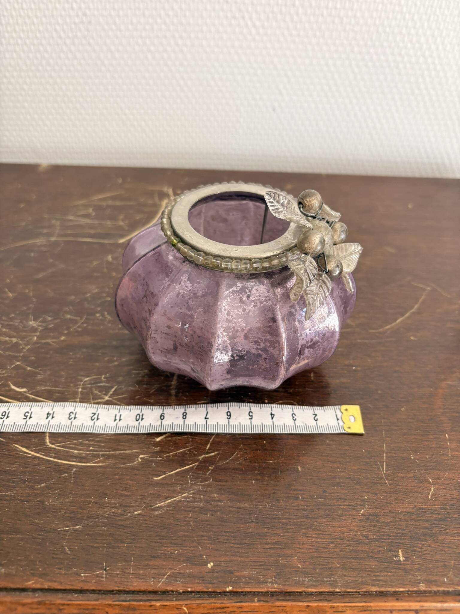 Mercurised Glass Purple Pumpkin Lantern Shabby Chic Romantic