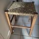 Stool solid wood seat straw feet patinated dp 0922131