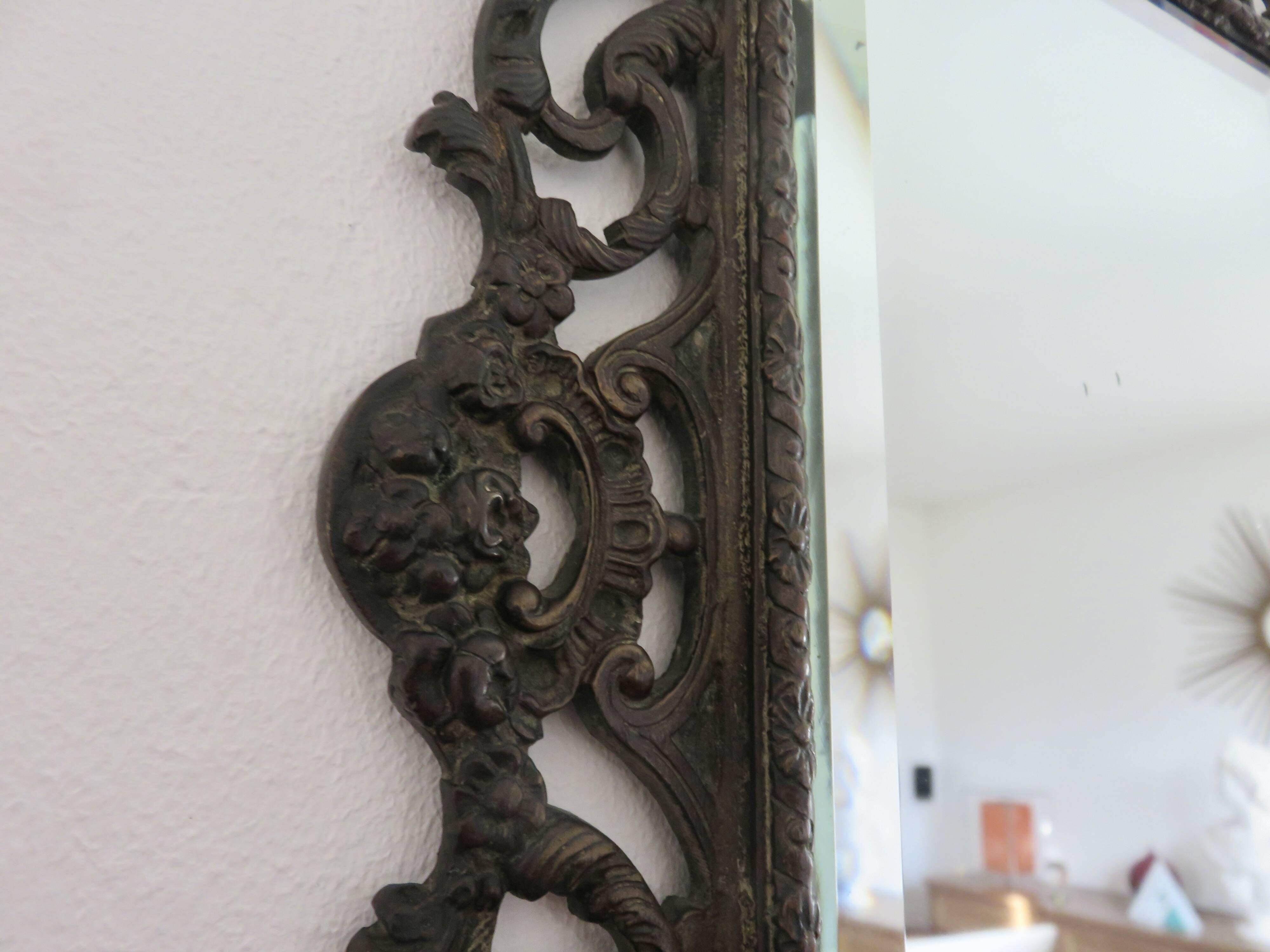 French cast iron mirror "Bacchus" god of wine, 1920s - 1930s