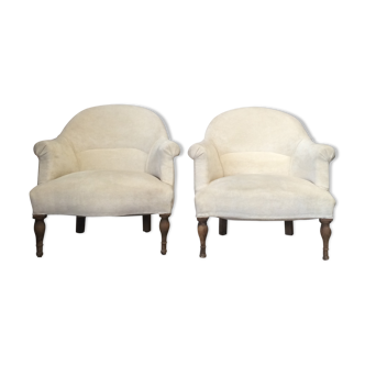 Armchair toad ecru alcantara