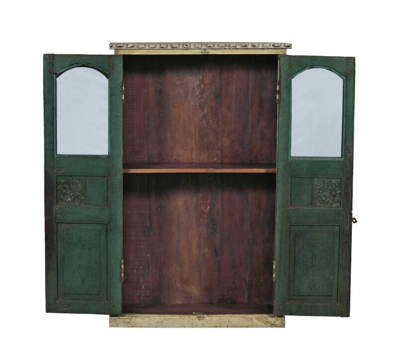 Display cabinet buffet glass old teak wood original patina