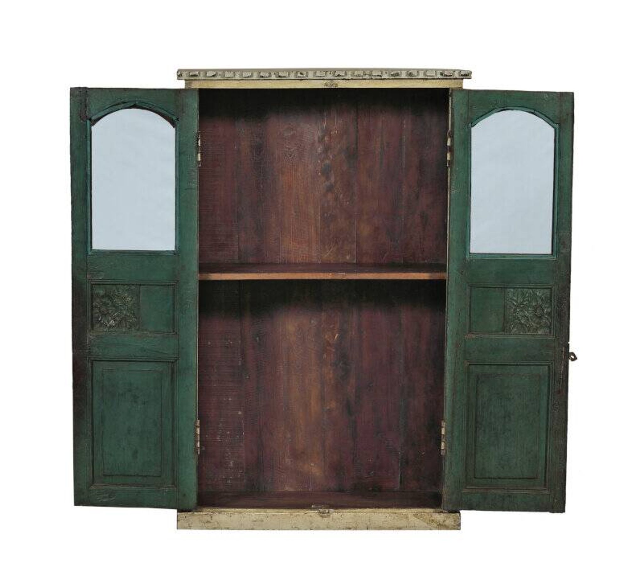 Vitrine armoire buffet vitre bois vieux teck patine d'origine