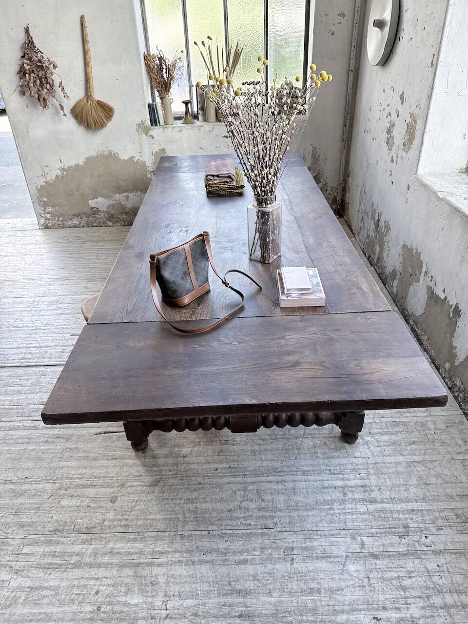 Solid oak table 1900 drapery style XL 280cm with extensions