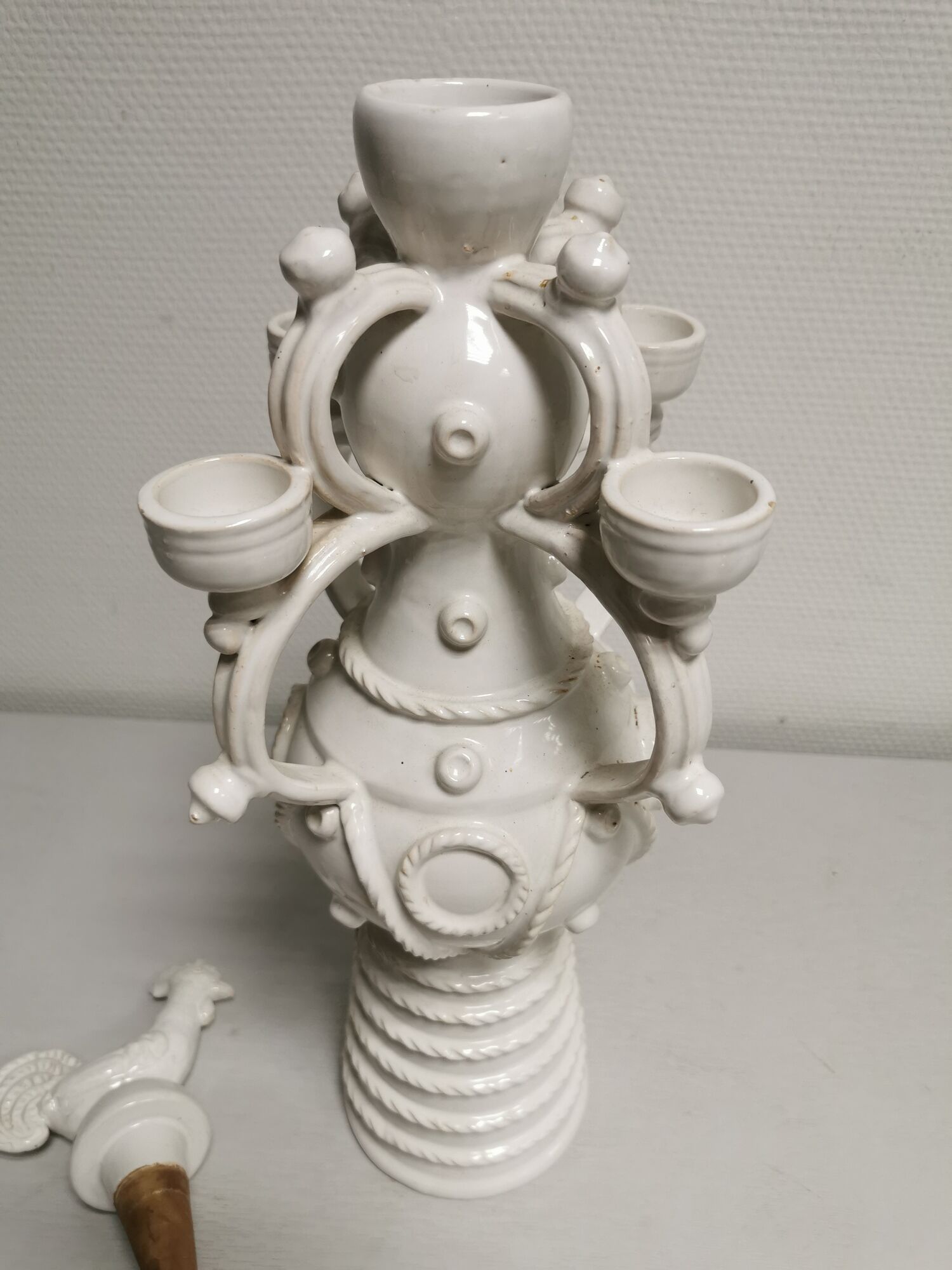 Vase gargoulette candle holder Emile Tessier Malicorne rooster