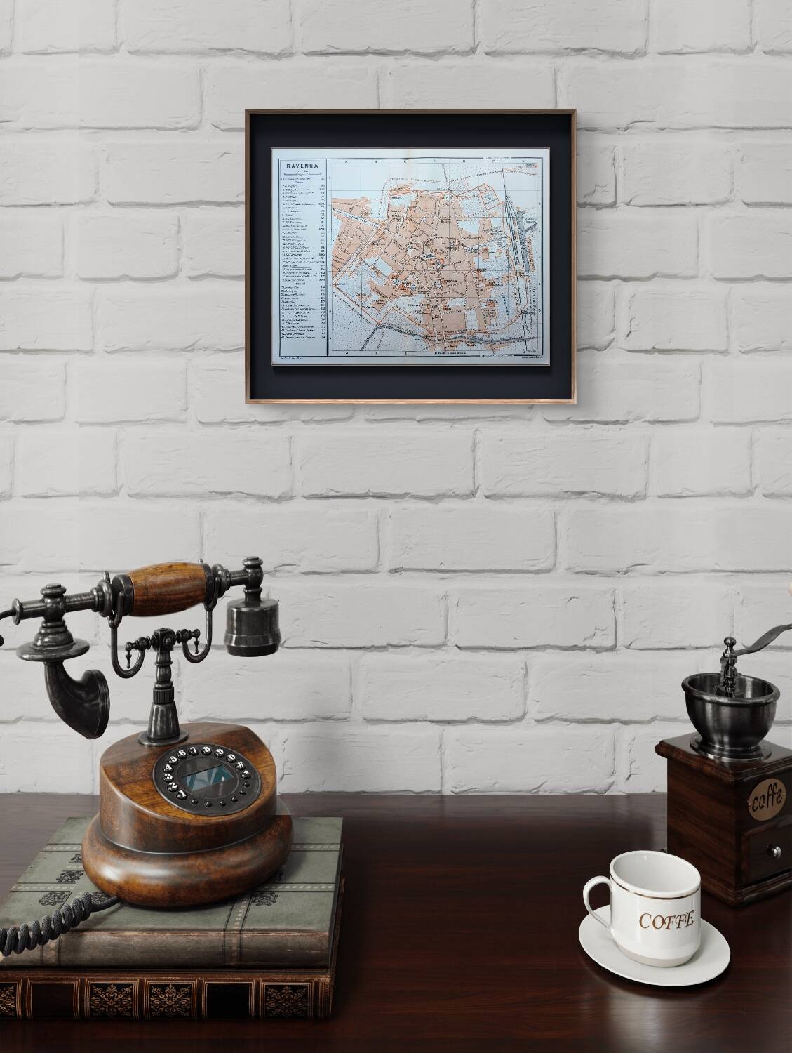 Printed in 1909, Map of Ravenna, Italy.