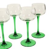 Set of 6 Vintage Luminarc Vins Moselle Wine Glasses Green