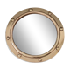 Witch porthole mirror 1940 in vintage gilded brass.
