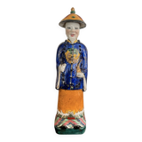 Chinese Porcelain Sculpture of a Manchu Mandarin Qing Pipe Smoker