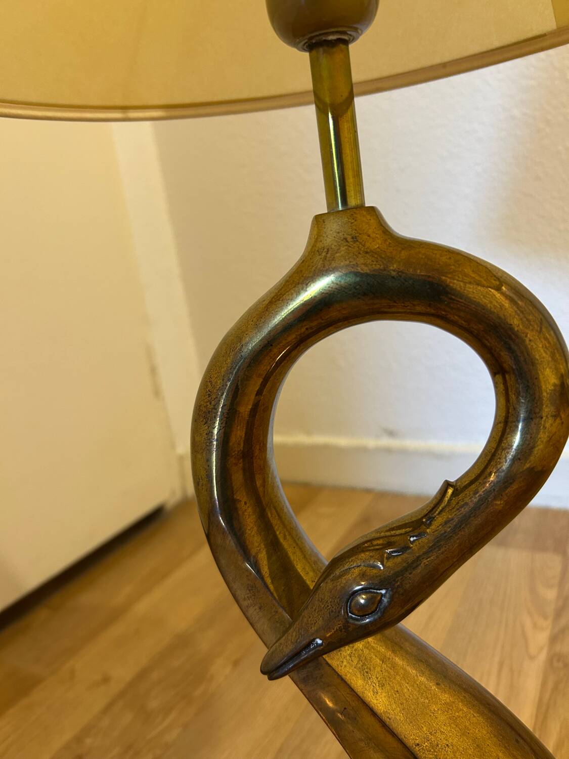 Lampe de table, sculpture cygne, par Regina, Italie 1970