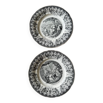 Set of two Creil and Montereau talking plates