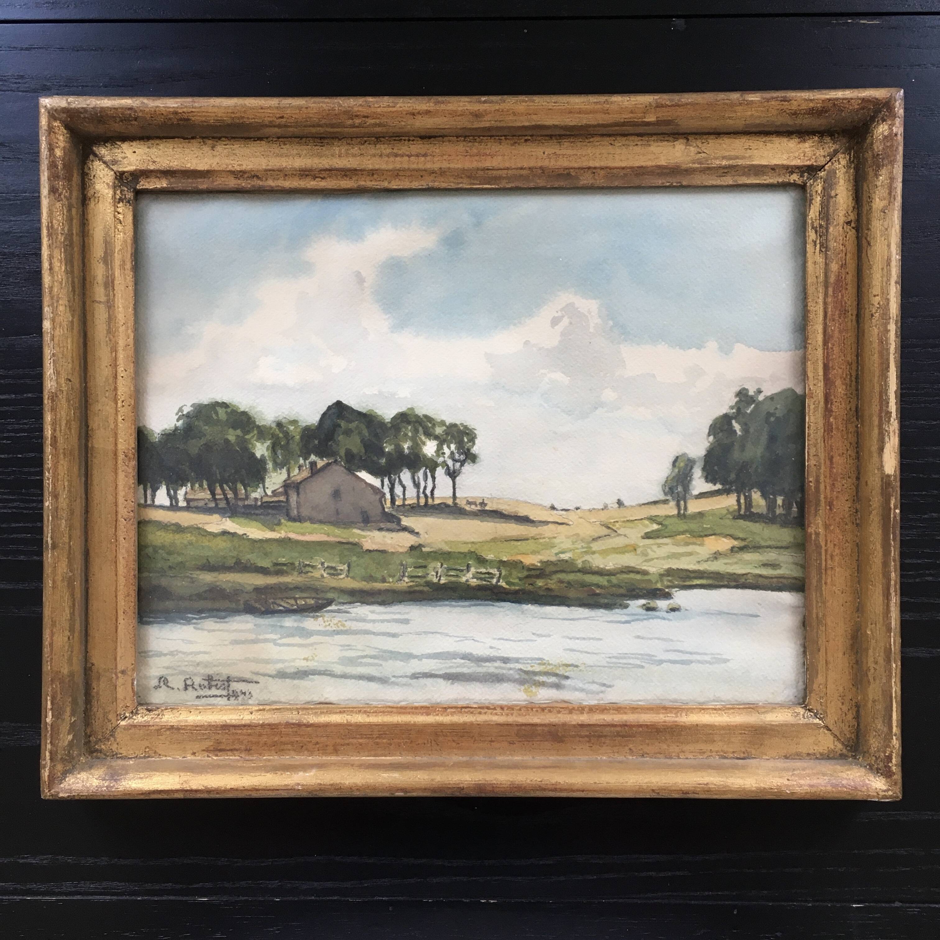 Watercolor signed M.Aubert 1943