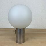 Wall lamp opaline globe aluminum 70s space age