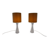 Mid-century modern crystal table lamps by Orrefors, designed by Carl Fagerlund, Sweden, 1970s.