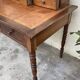 Antique desk with leather top and turned legs, 98 x 60.