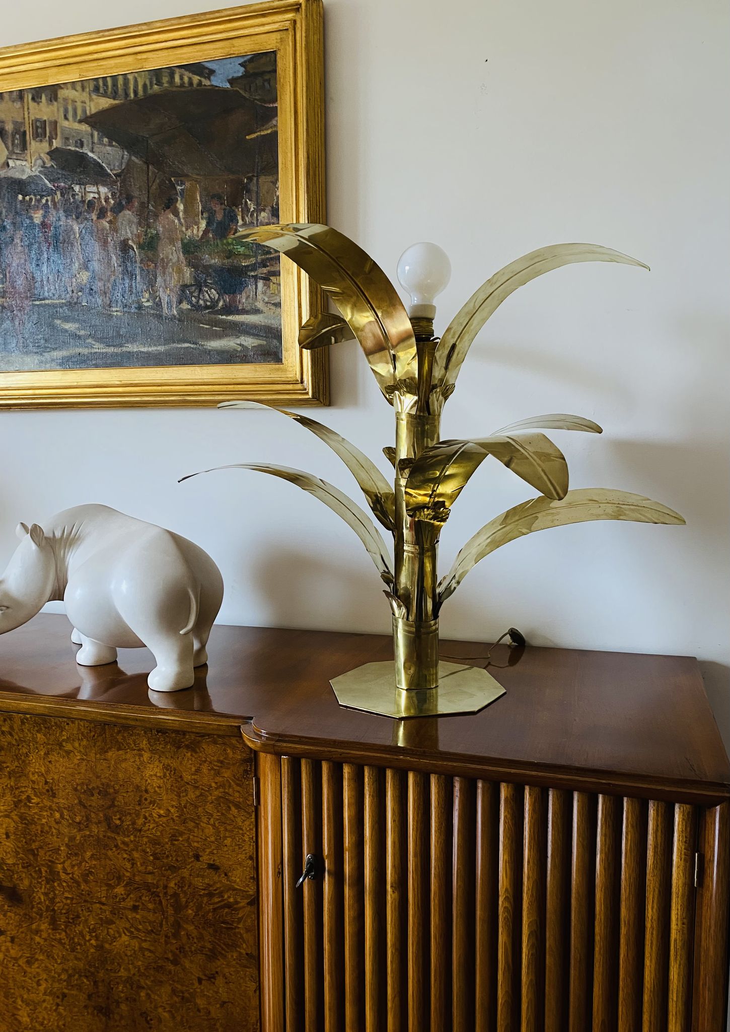 Palm tree brass floor/table lamp, Bottega Gadda Italy, 1960