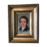 Huile sur toile marouflée sur panneau "portrait de jeune homme" xixe