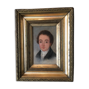 Oil on canvas mounted on panel "portrait of a young man" 19th century