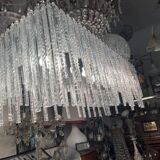 Large Rectangular Murano Glass Rod Chandelier 1980’s