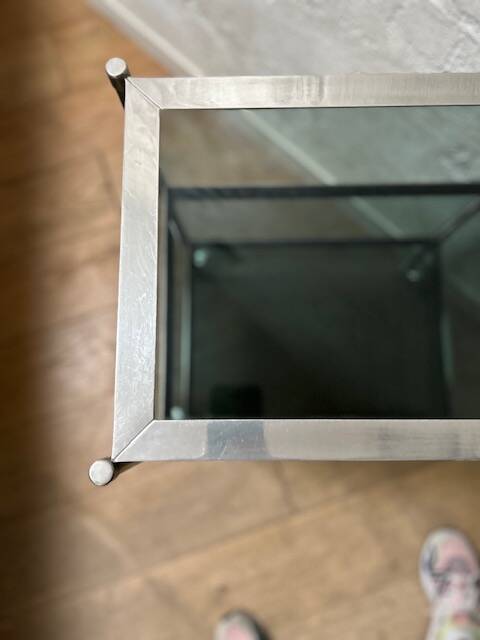 Glass and metal rolling table / serving trolley
