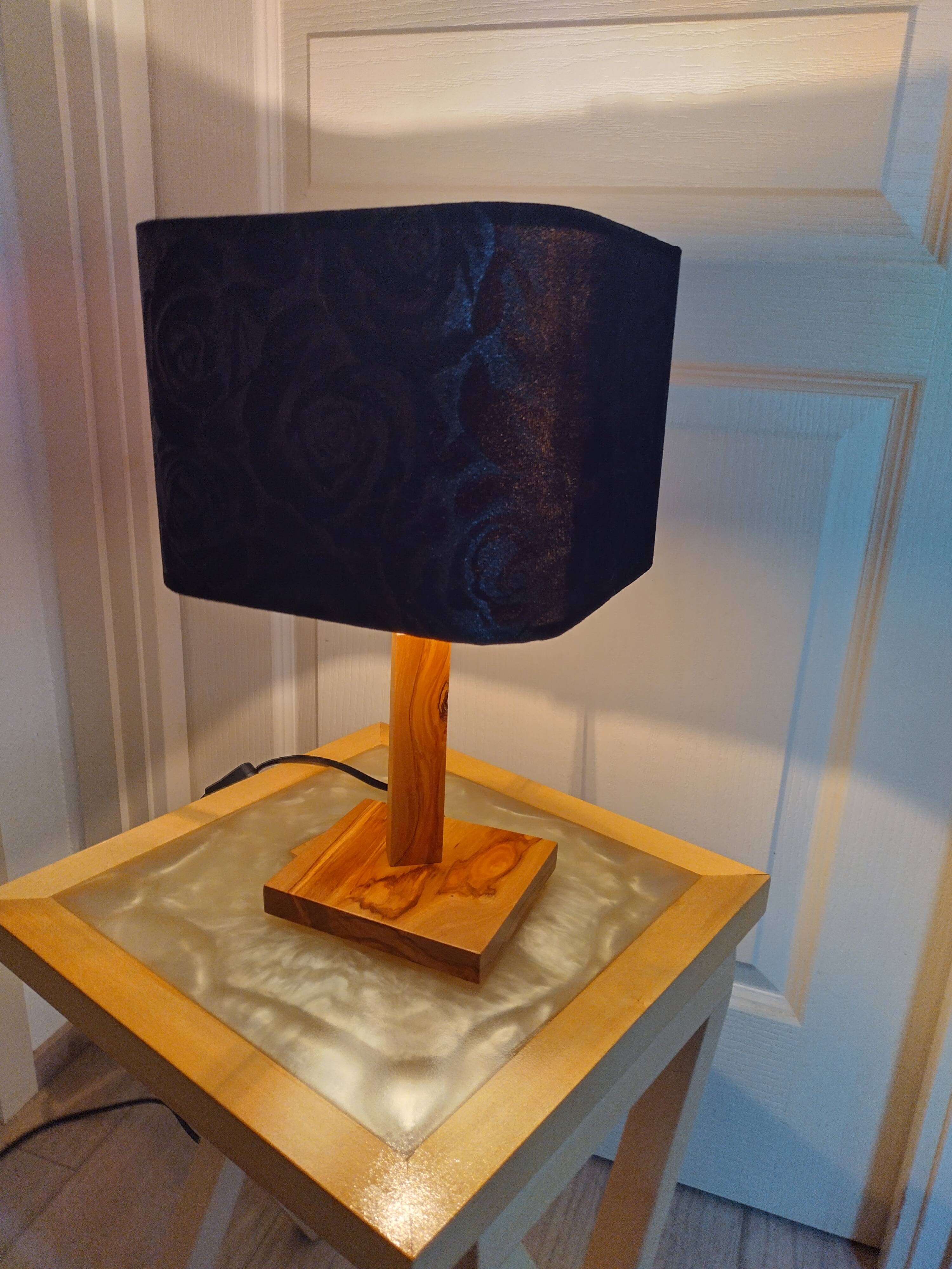 Handcrafted olive wood lamp