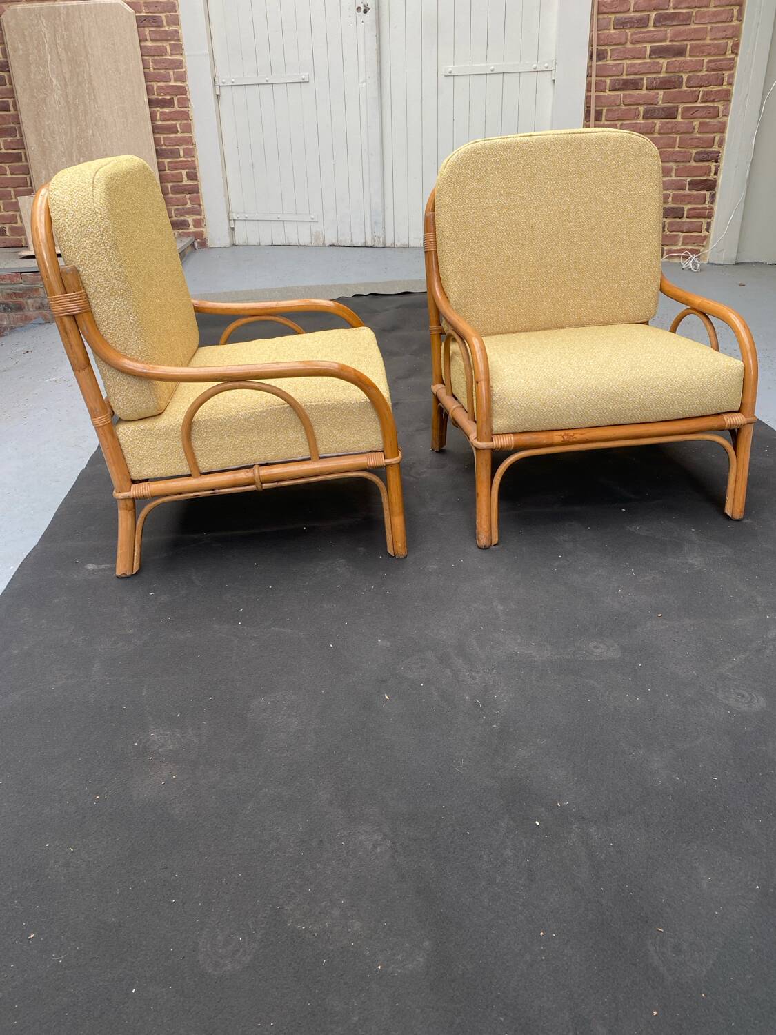 Pair of rattan armchairs