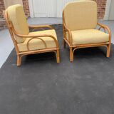 Pair of rattan armchairs
