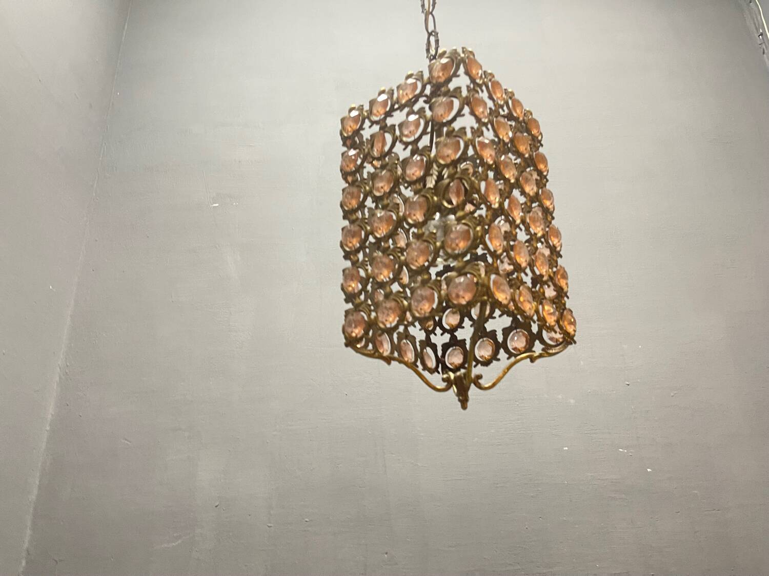 Bronze Pink Crystal Light Pendant 1960’s