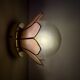 Vintage pink mother-of-pearl wall lamp with frosted glass globe