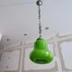 Mid-century portuguese green opaline glass hanging lamp 1960s