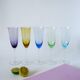 Ensemble de 5 flûtes en verre coloré multicolores 1970