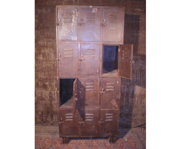 Furniture with metal lockers.