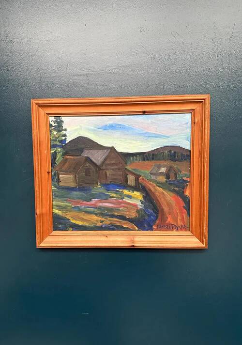 Original Swedish Oil on Panel – “Mountain Landscape” by Kersti Flyckt